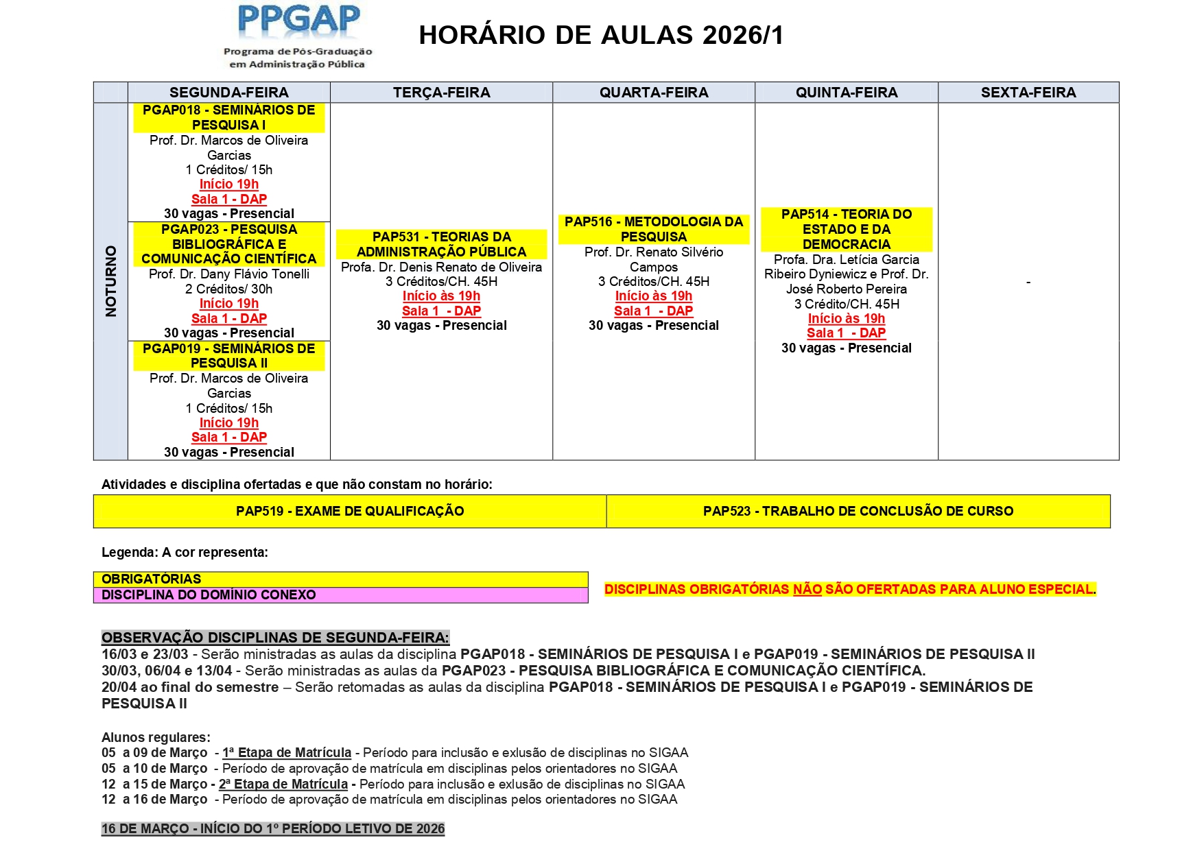 Horário de Aula PPGAP 2026 1 Atual page 0001